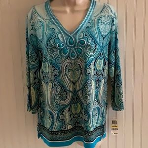 NEW Printed Tunic w/gem detail at bust